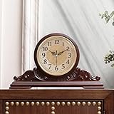 Tikwisdom Wanduhr Wohnzimmer Dekorative Kaminuhr Schreibtischuhr Scannen Lautloses Uhrwerk Vintage Kaminuhr Antik Mahagoni Farbe Länge 42 cm