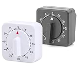 2 Stück Eieruhr Mechanisch, Mechanischer Küchentimer,Kurzzeitwecker, Kurzzeitwecker Küche,60 Minuten Countdown Küchenuhr Timer Mit Lauter Alarm, Zeitmanagement-Tool Für Küche（ Weiß，schwarz）