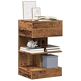 SDWEHO7 Nachttisch 2er Set, Büroschrank mit Schublade und 4 offene Fach, Beistelltisch, Sofatisch für Schlafzimmer Wohnzimmer, Altholz-Optik 40x35x65 cm Holzwerkstoff