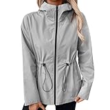 Regenjacke Damen Wasserdicht Einfarbig Mit Kapuze - Softshelljacke Für Damen Reißverschluss Radfahren Fashion Sport Regenjacken Leicht Outdoor Raincoat Women Mit Tasche Weiß M