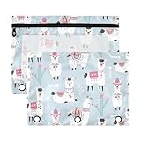 OWFKAY Binder-Federmäppchen für 3-Ringbuch, Federmäppchen, Weihnachten, Alpaka, Lama, mit transparentem Fenster, Reißverschluss, 2 Stück, Weihnachts-Alpaka-Lama, 18*25cm, Casual