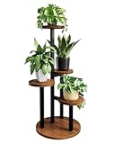 Bamworld Blumenständer Holz Pflanzenständer Pflanzenregal Indoor Blumenregal Kleines Metall Blumenständer für Terrasse, Garten, Balkon, Wohnzimmer, Schlafzimmer (4 Etagen)