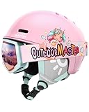 OutdoorMaster Kinder Skihelm & Skibrillenset, Snowboardhelm, Robuste PC-Schale & EPS-Schaum, Skihelm mit 12 Belüftungsöffnungen, Verstellbarer Helm, Sicherheitszertifizierte Helme für Jungen & Mädchen
