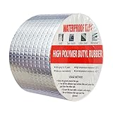 Butylband Wasserdichtes Klebeband Außen Bitumenband Selbstklebend, Butylkautschuk ​Aluminiumfolie dichtband,für Dachleckage, Oberflächenriss, Fensterbankspalt, Rohrbruch (5cm X 5m)