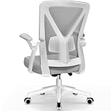 Airchros Bürostuhl Ergonomisch, Schreibtischstuhl mit Hochklappbaren Armlehnen, Einstellbarer Lendenstütze, Höhenverstellbarer Chefsessel Drehstuhl, Bürostuhl mit Wippfunktion bis 125°, Grau