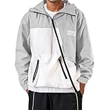 Celanisai Herren Y2K Farbblock Sportajakce Langarm Kapuzenjacke Freizeit Softshelljacke Outdoor Übergangsjacke Baggy Männer Steppjack Vintage Fahrradjacke Soft Sports Bomberjacke