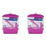 MQODLFP 2 x Haustierkäfig, Hamsterhütte mit transparentem Dachlicht, doppellagiges Haus für Hamster, Goldhamster, Rosa, 2 Stück