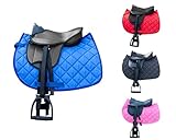 Brama West Kinder Shetty Sattel Set „My Little Pony“ | Sattel für Shetty Pony Holzpferd Plüschpferd | mit Satteldecke, Sattelgurt, Steigbügel & Steigbügelriemen | Zweifarbig Decke Blau/Sattel Schwarz