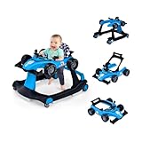 COSTWAY 4 in 1 Lauflernhilfe, Lauflernwagen klappbar mit einstellbarer Höhe & Geschwindigkeit, Baby Walker Autoförmig mit Musikbox, Licht & Rädern, Gehfrei Baby ab 6 Monaten, 15kg Belastbar (Blau)