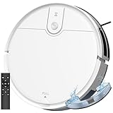 Staubsauger Roboter und Wischmopp Kombination, 2-in-1 Saugroboter Mit Wischfunktion, WLAN/App/Fernbedienung, Starke Saugkraft, Staubbehälter und Wassertank, selbstaufladend, ideal für Tierhaare,Weiß