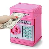 Highttoy Spardose Mädchen 3-12 Jahre,Elektronische Tresor Kinder Sparschwein mit Code ATM Savings Bank Geldautomat Sparbox Sparbüchse Tresor Geschenke Mädchen Rosa