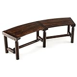COSTWAY Gartenbank gebogen, Holzbank ohne Rückenlehne, wetterfeste Sitzbank für 2-3 Sitzer bis 325 kg belastbar, Terrassenbank aus Holz, Parkbank für Garten, Balkon, Terrasse