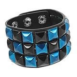 BESPORTBLE Unisex Punk Armband aus Kunstleder mit Bunten Quadratischen Nieten Breites Gothic Manschettenarmband für Männer und Frauen Verstellbares Cuff Wrap Bangle für Biking Bar und
