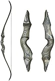 Obert Black Hunter 60 Zoll Profi Bogenschießen Takedown Recurvebogen Set 20-65lbs Rechtshand Holzbogengriff Jagdbogen für Erwachsene Sportbogen