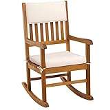 Casaria® Schaukelstuhl inkl. Kissen Akazienholz Wippfunktion Outdoor Garten Gartenstuhl Akazien Holz Liegestuhl Balkon
