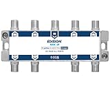 EDISION SDC-8 SAT-Verteiler Splitter 8-Fach geignet für TV, Satellit, Kabel-Fernseher, Radio, Unicable, Frequenzbereich 5-2400Mhz, DVB-S2, DVB-T2, DVB-C, DC Durchgang, 8-Wege