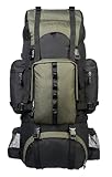 Amazon Basics Wanderrucksack mit Innengestell und Regenschutz, 65 L, Grün