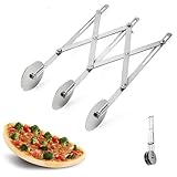 3 Räder Edelstahl Pizzaschneider, 3-Rad-Teigschneider, 3-Rad Pizzaschneider, Edelstahl-Teigteiler, Teig Teiler, 3 Räder Verstellbarer Pizzaschneider mit Griff zum Backen in der Küche, Gebäck(Silber)