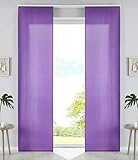 2er Set Schiebegardinen Flächenvorhänge Mikrofaser Vorhang Gardine Schiebe HxB 245x60 cm Lila Matt Paneelwagen Beschwerungsstangen, 85600N2