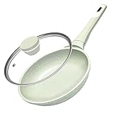 DYGG pfanne 20cm mit Deckel & pfanne beschichtet induktion alle Herdarten, fettfreies Braten, Bratpfanne mit Deckel Antihaft-Granit-Material,100% frei von PFAS, PFOA
