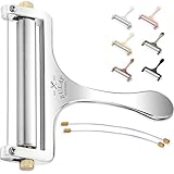 Zulay Käseschneider mit einstellbarer Dicke - Draht-Käseschneider für Mozzarella, Cheddar, Gouda - Robuste Käseschneider für Blockkäse mit 2 zusätzlichen Drähten (Silber)