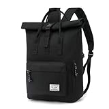 TANTOMI Laptop Rucksack, Rucksack Laptop Tasche 15,6 Zoll, Rucksack Damen und Herren weit öffenbar, Rolltop Rucksack wasserdicht, Backpack Daypack für Schule, Fahrradfahren, Freizeit und Reise.