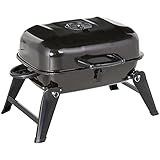 Outsunny Klappgrill Kohlegrill Standgrill tragbar Tischgrill Garten BBQ Metall Schwarz 59 x 43 x 39 cm