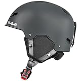 Victgoal Skihelm Herren Damen mit Warme Flusen-Ohrpolster, Gute Belüftung Sicherheits Snowboardhelm für Erwachsene zum Skifahren Wintersportarten Einstellbare M/L Skihelme (Grau, L: 59-61cm)