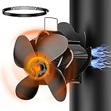 The Three Musketeers Kaminventilator Magnetisch, Ofenventilator Ohne Strom mit Modifizierter Umlenkplatte, Leiser Kamin Ventilator Kaminlüfter für Kaminofen/Kamin/Ofen/Holz/Ofenrohr, mit 1 Ersatzring