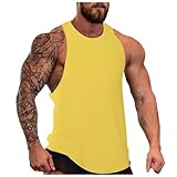 SRZYMJ Tanktop Herren, Herren Tank Top Ärmelloses Shirt Fitness Achselshirt Muskelshirt Schnelltrocknendes Gym Sleeveless Funktionsshirt Sport Laufshirt Sommer Hemden Herren T-Shirts Gelb S