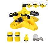Hofregner – 360 Grad automatisch rotierender Rasensprenger | Einstellbarer Wasserdurchfluss Gartenbewässerung | Gartensprinkler für Blumenbeete, Rasen und Innenhof Bewässerung