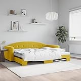 Emmtore Tagesbett, Gästebett 2-in-1, Sofabett Schlafsofa für Schlafzimmer Wohnzimmer, Bettsofa Sofa, Modernes Design,Samt Tagesbett,Gelb,90 x 200 cm,mit Bettkasten