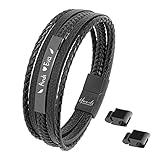 Himmelsflüsterer - Lederarmband für Herren mit Gravur | Personalisierte Geschenke für Männer | individuelle Größenanpassung | Magnet-Verschluss aus Edelstahl | Echtes Leder | Armband Herren
