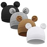 DRESHOW 4 Stücke Unisex Hut Junge Mütze Frühling Mützchen Kleinkind Wendemütze Jersey Slouch Beanie Bekleidung Infant Hut Kindergarten