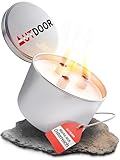 AUTDOOR® Outdoor Kerze mit Dauerdocht und nachhaltigem Sojawachs - Dauerkerze nachfüllbar mit Kerzenresten zu Wachsfresser, Tischkamin oder Mini Lagerfeuer - Camping Zubehör Feuerschale