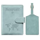 Toctax Reisepasshülle und Kofferanhänger Set, Passport Hülle mit RFID-Blocker, Reisepass Organizer, Reisepass Hülle für Damen und Herren, Passport Cover für Travel Essentials (Hellblau)
