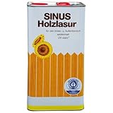 Burtex - Sinus Holzlasur 5l - Farbe: Kiefer - Holzlasur innen & außen - Seidenmatt - Holzlasur für Balkon, Vordach, Gartenhaus, Zaun - wetterfest