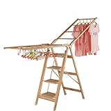 Faltbarer Flügelwäschetrockner, 4-stufige Leiter für den Haushalt, Multifunktionaler Wäscheständer für den Innenbereich, Legierung: Länge 206 cm x Breite 87 cm x Höhe 110 cm, Tragkraft