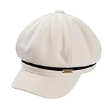 ZLLkeji Schirmmütze Barett Stylish and Elegant Ballonmütze Casual Cappy Baskenmütze Warm Beret Cap Herbst Winter Frühling Newsboy Mütze Damen (DE/NL/SE/PL, Numerisch, 58, weiß)