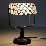 Vintage-Tiffany-Banker-Lampe mit grünem Glasschirm und Zugkettenschalter, ideal für Büro-Schreibtisch-Dekoration