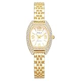 OIDEA Analoge Quarzuhr für Damen: Armbanduhr mit Uhrengehäuse und Armband aus Edelstahl, kompakt, als Geschenk, gold, Armband