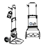PROREGAL Klappbare Profi-Sackkarre Elephant mit TÜV/GS Zertifizierung | HxBxT 115x50x53cm | Traglast 150kg | Aluminiumrahmen, ergonomische Griffe, TRR Fachgummiräder | Silber | Transportkarre