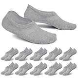 EKSHER Füsslinge Damen 39-42 Sneaker Socken Herren 10 Paar Unsichtbare Ballerina No Show Socken Weiss Sportsocken Baumwoll Kurze Halbsocken Silikonpad Verhindert Verrutschen atmungsaktiv Grau