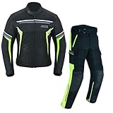 BOSmoto Motorrad Textil Kombi,Herren Motorrad Textil Kombi Kombi – Jacke + Hose für den Sommer,Motorrad Textil Jacke und Hose,MotorradKombi,Motorrad Jacke und Hose (GREEN, S)