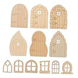 NOLITOY 48 Stück Teiliges Holz DIY Blanko Feentüren Bemalbare Miniatur Gartendekoration für Kreative Holzplatten zum Gestalten für Malerei und Bastelprojekte