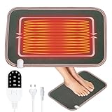 Heizteppich, Afenau 30 X 50cm Fußwärmer Elektrisch mit 10 Heizstufen, 3 Zeitstufen, 150cm Netzkabel, Beheizbare Fußmatte, Heizmatte Fussboden für Zuhause, Büro, Fußheizung (Dunkelgrau)
