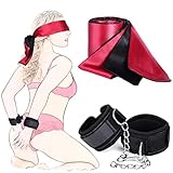 Meeteel Bondage-Set, BDSM Bondage Handschellen Sex-Spielzeug mit Satin Augenmaske Erotik Handfesseln Fessel Set für Frauen, Männer