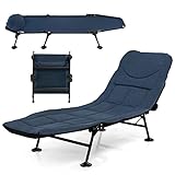 COSTWAY Karpfenliege mit Abnehmbarer Matratze und 6-Fach Verstellbarer Rückenlehne, klappbarer Feldbett bis 200 kg belastbar, Campingliege, Angelliege, Campingbett, 194 x 66 x 29 cm (Marineblau)