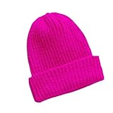 PURRL Neue Süßigkeitenfarben Wintermütze Frauen Strickmütze Warm Weich Trendige Mütze Kpop Stil Wollmütze Elegant All-Match Mütze (Farbe: Rosenrot, Größe: 54 cm-58 cm)