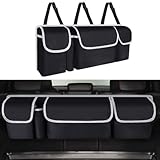 URAQT Auto Kofferraum Organizer, Faltbarer Auto Aufbewahrungstasche mit 4 Taschen Wasserdicht Rücksitz Kofferraumtasche 3 Verstellbare Schultergurte Kofferraumtasche Auto für den Kofferraum Auto